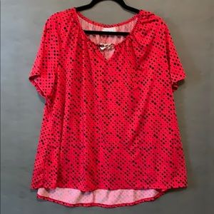 Kim Rogers Curvy. Red and blue polka dot blouse